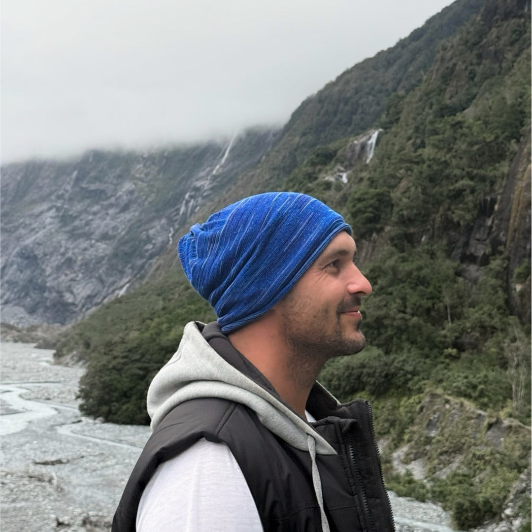 Alpine Blue Merino Beanie Wrap - Ships from Wales UK