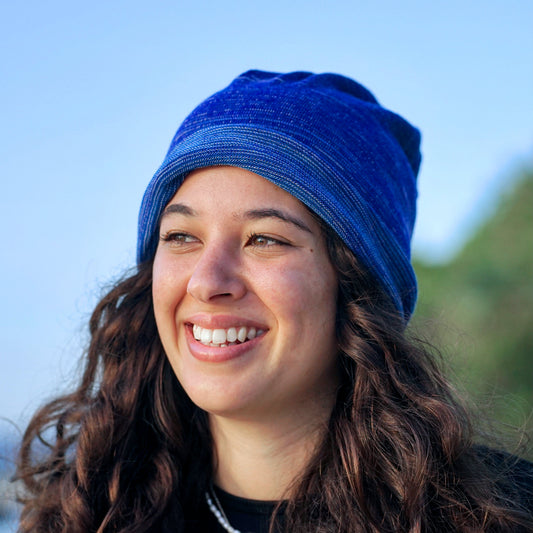 Alpine Blue Merino Beanie Wrap - Ships from Wales UK