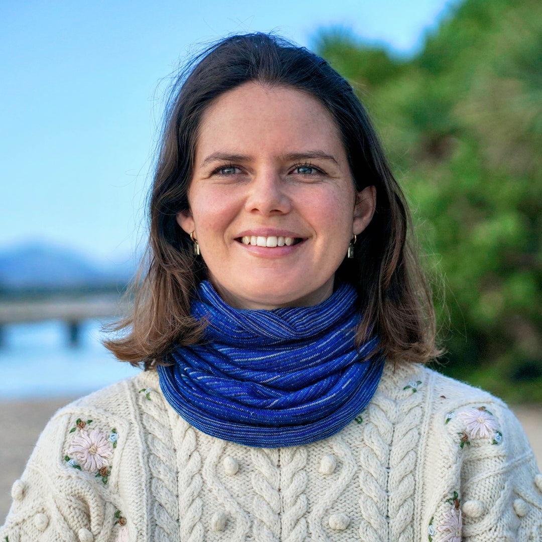 Alpine Blue Merino Beanie Wrap - Ships from Wales UK