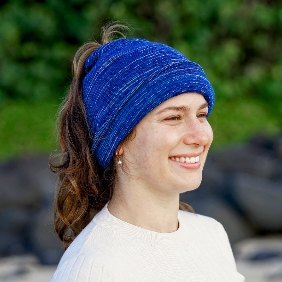 Alpine Blue Merino Beanie Wrap - Ships from Wales UK