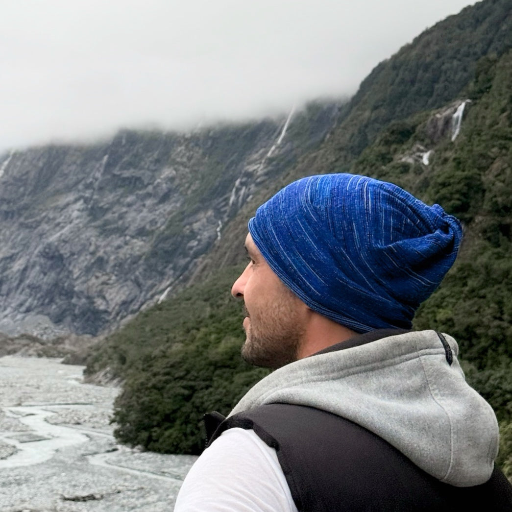 Alpine Blue Merino Beanie Wrap - Ships from Wales UK