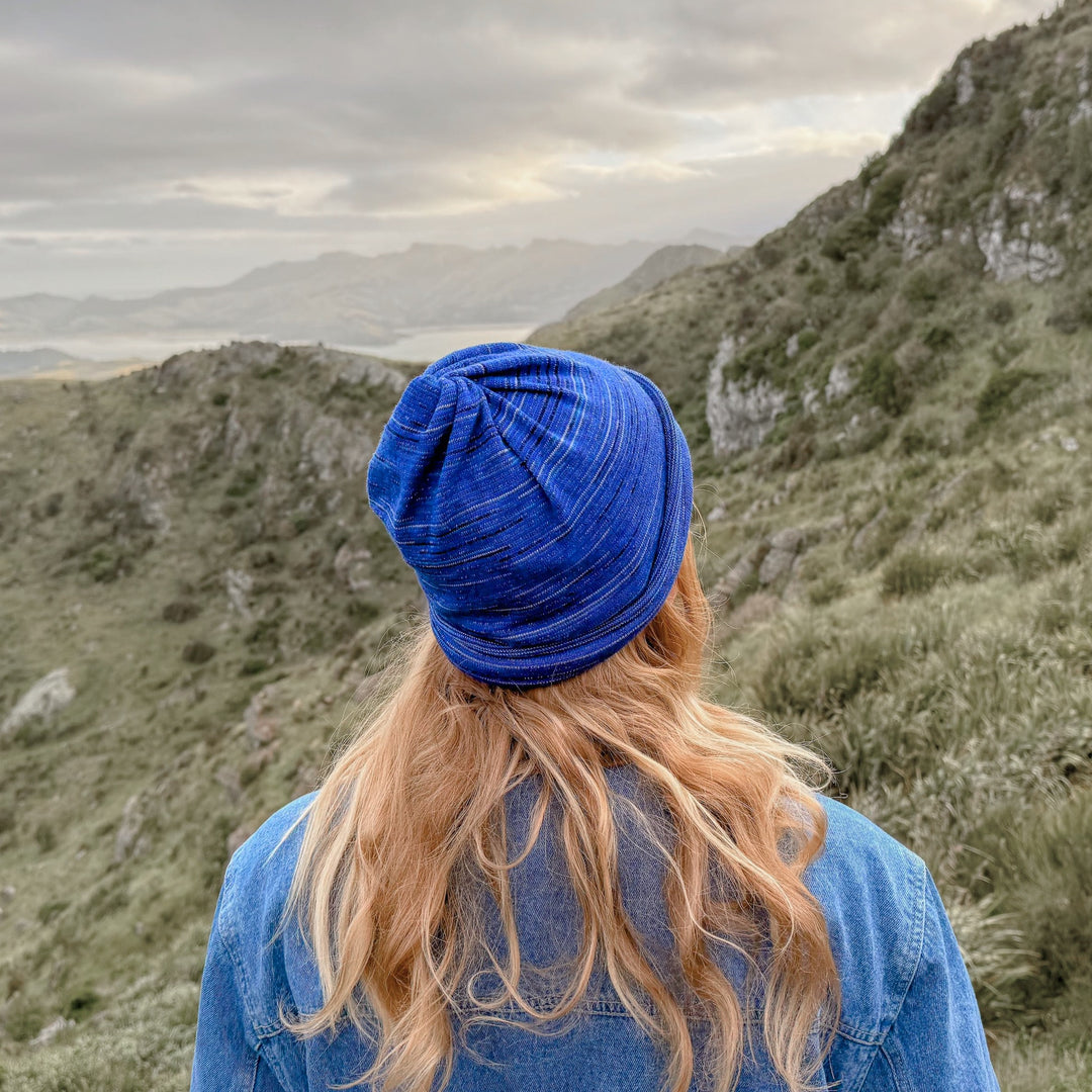 Alpine Blue Merino Beanie Wrap - Ships from Wales UK
