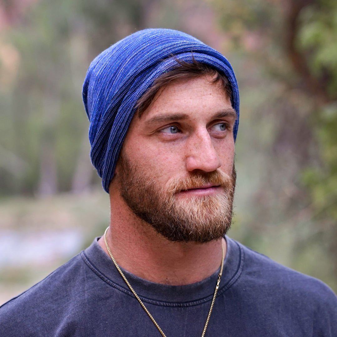 Alpine Blue Merino Beanie Wrap - Ships from Wales UK