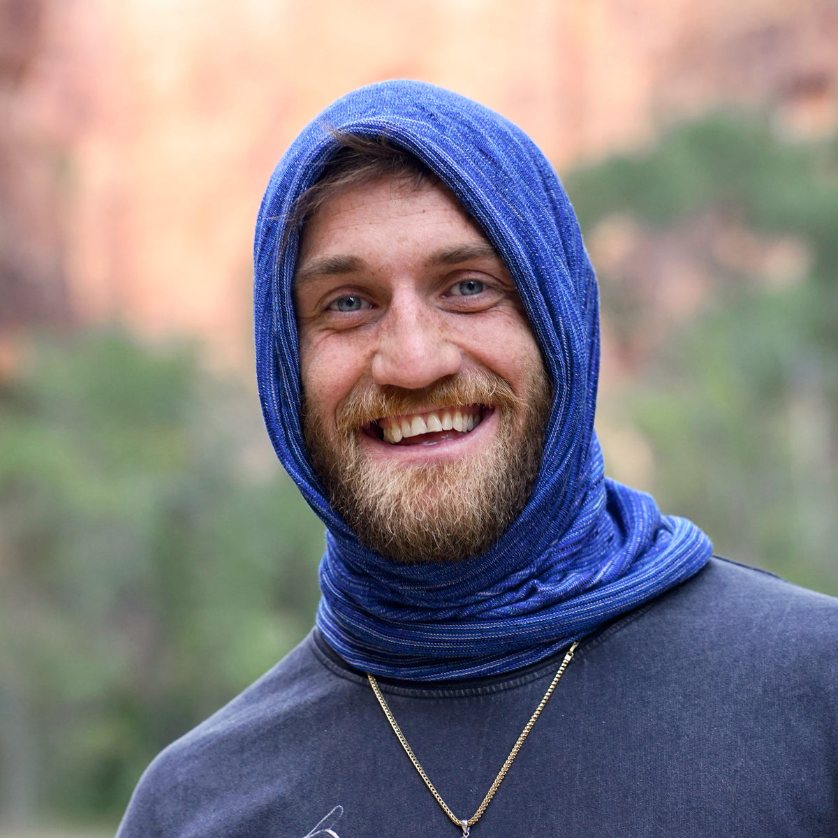 Alpine Blue Merino Beanie Wrap - Ships from Wales UK