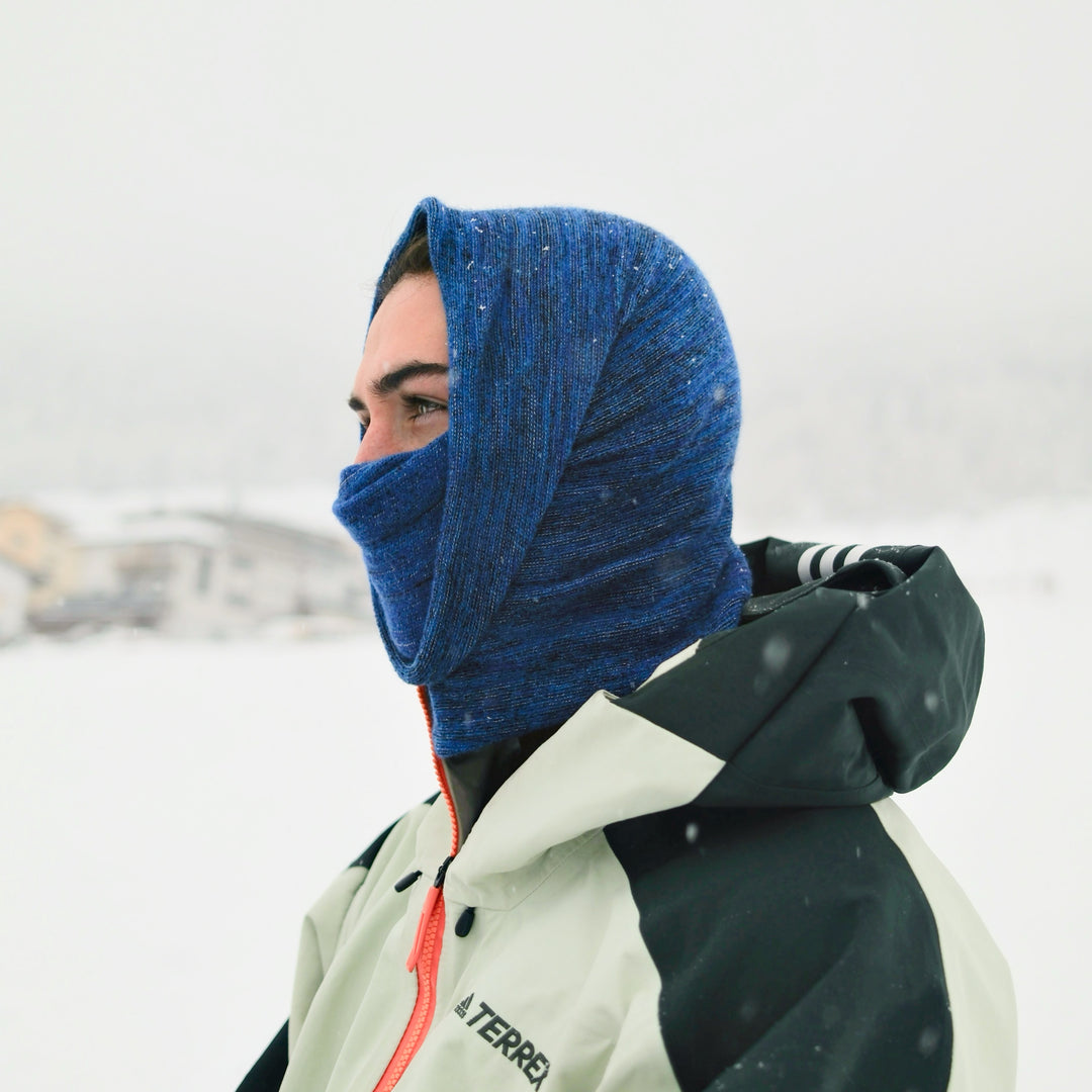 Alpine Blue Merino Beanie Wrap - Ships from Wales UK