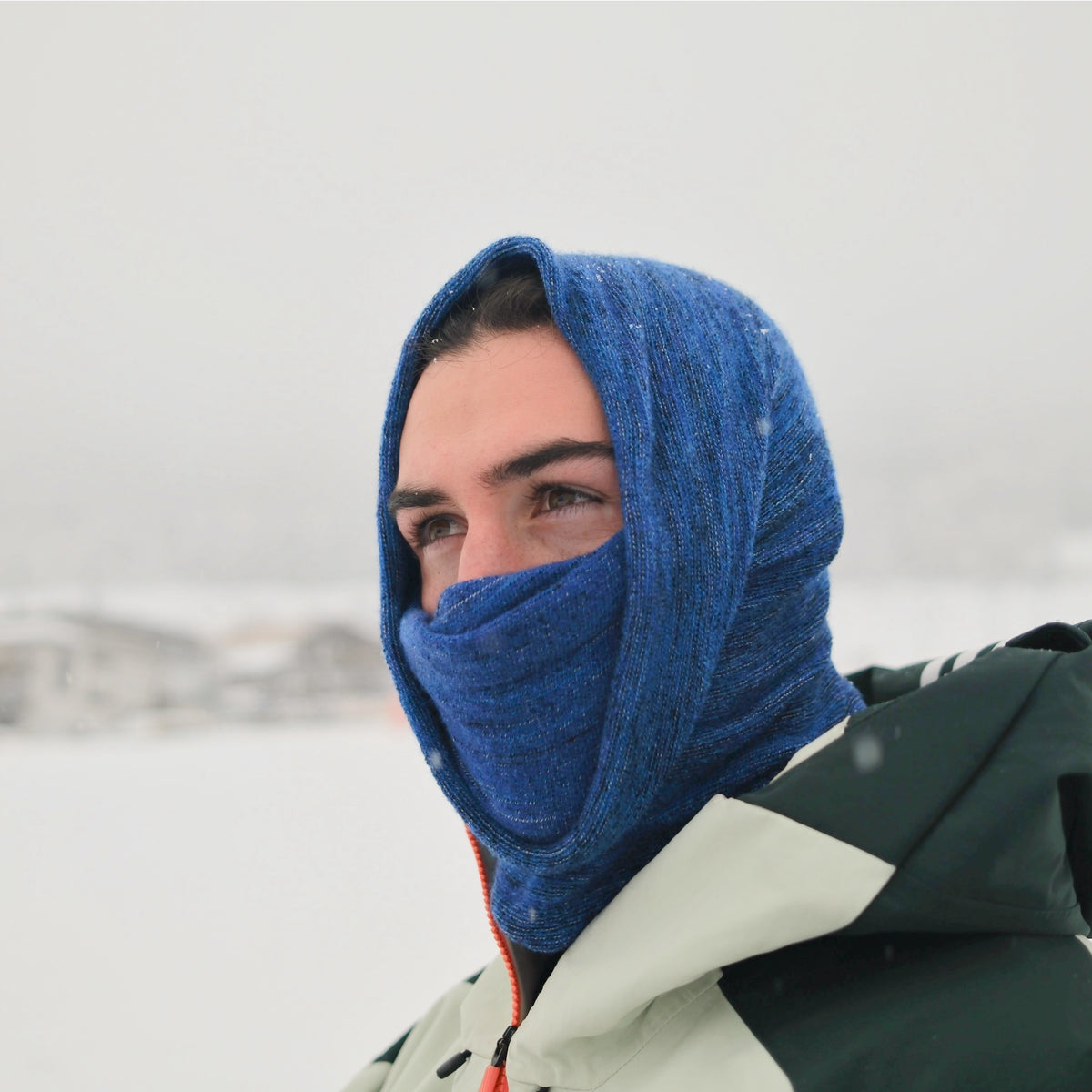 Alpine Blue Merino Beanie Wrap - Ships from Wales UK