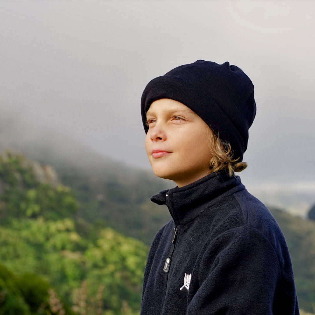 Black Merino Beanie Wrap - Ships from Wales UK