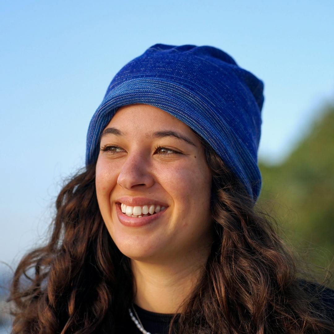 Alpine Blue Merino Beanie Wrap