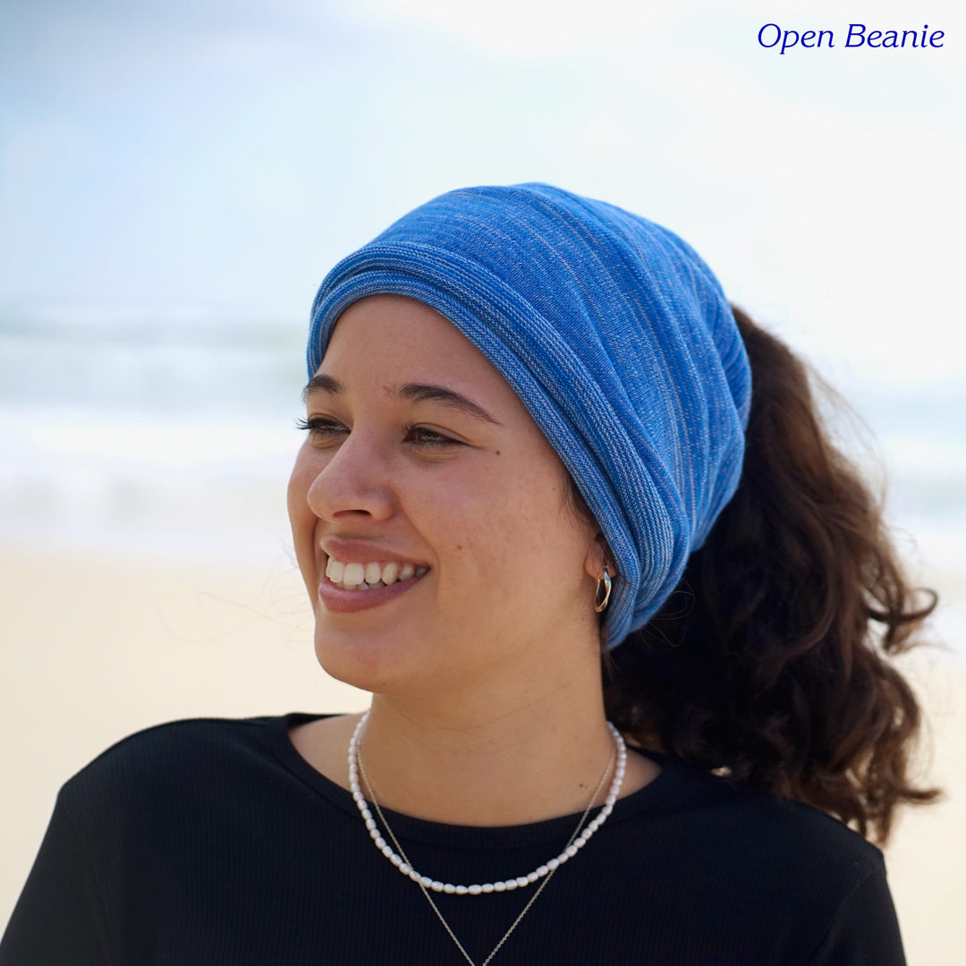 Ice Blue Merino Beanie Wrap