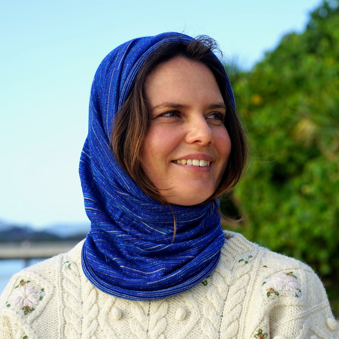 Alpine Blue Merino Beanie Wrap