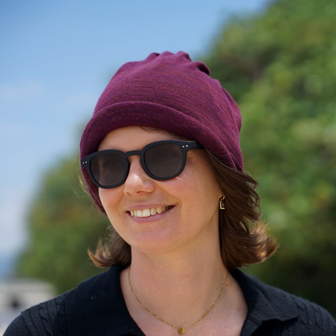 Rustic Plum Merino Beanie Wrap