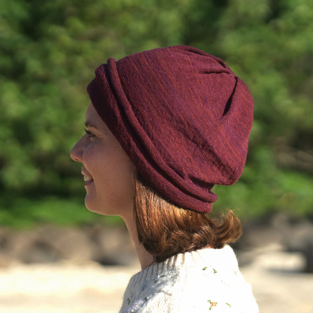 Rustic Plum Merino Beanie Wrap