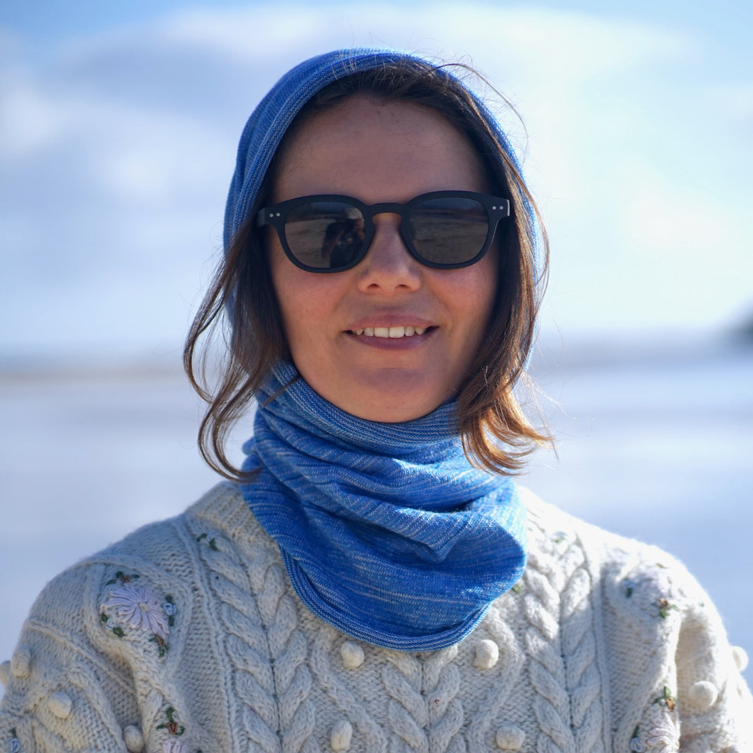 Ice Blue Merino Beanie Wrap