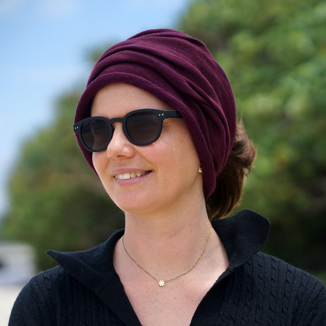Rustic Plum Merino Beanie Wrap