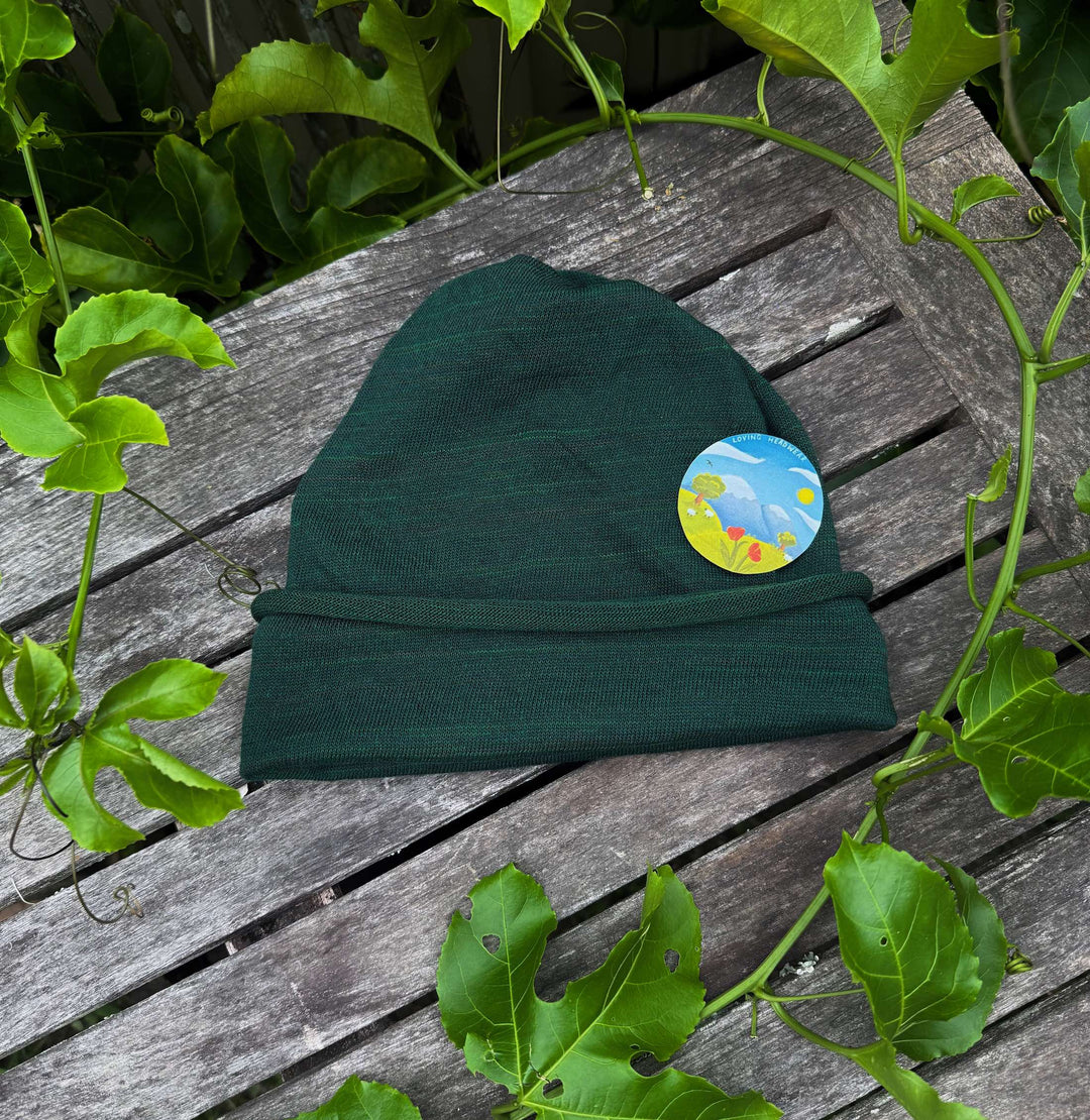Forest Green Merino Beanie Wrap
