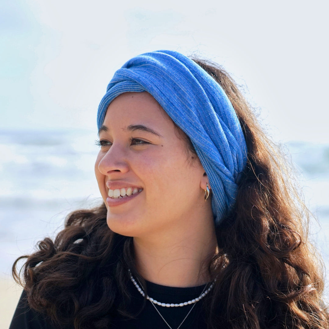 Ice Blue Merino Beanie Wrap - Ships from Wales UK