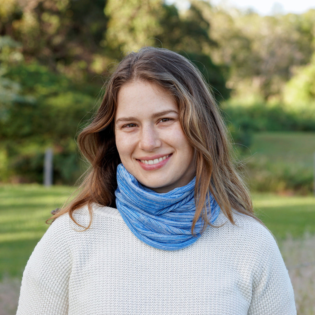 Ice Blue Merino Beanie Wrap - Ships from Wales UK