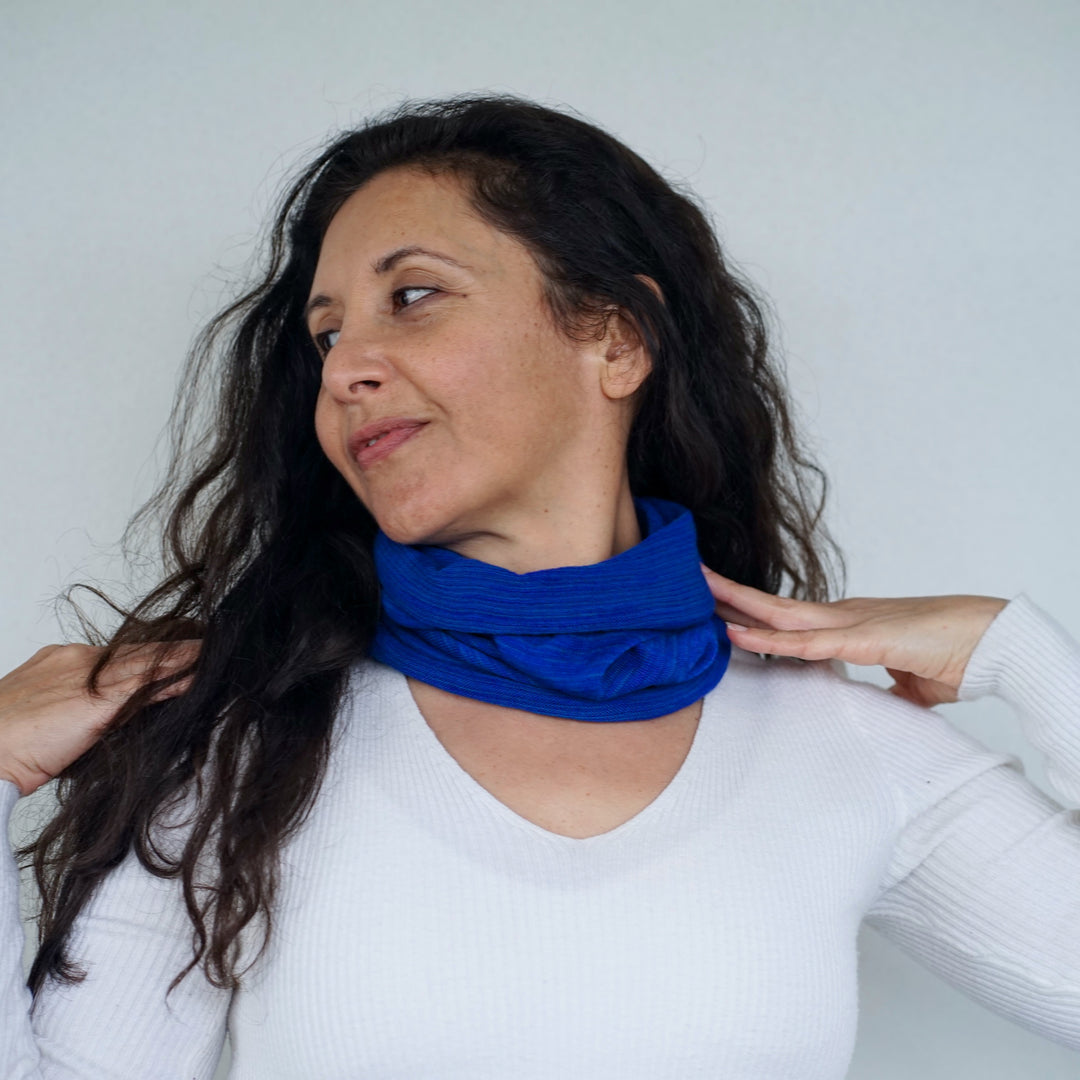 Lapis Blue Merino Beanie Wrap - Ships from Wales UK