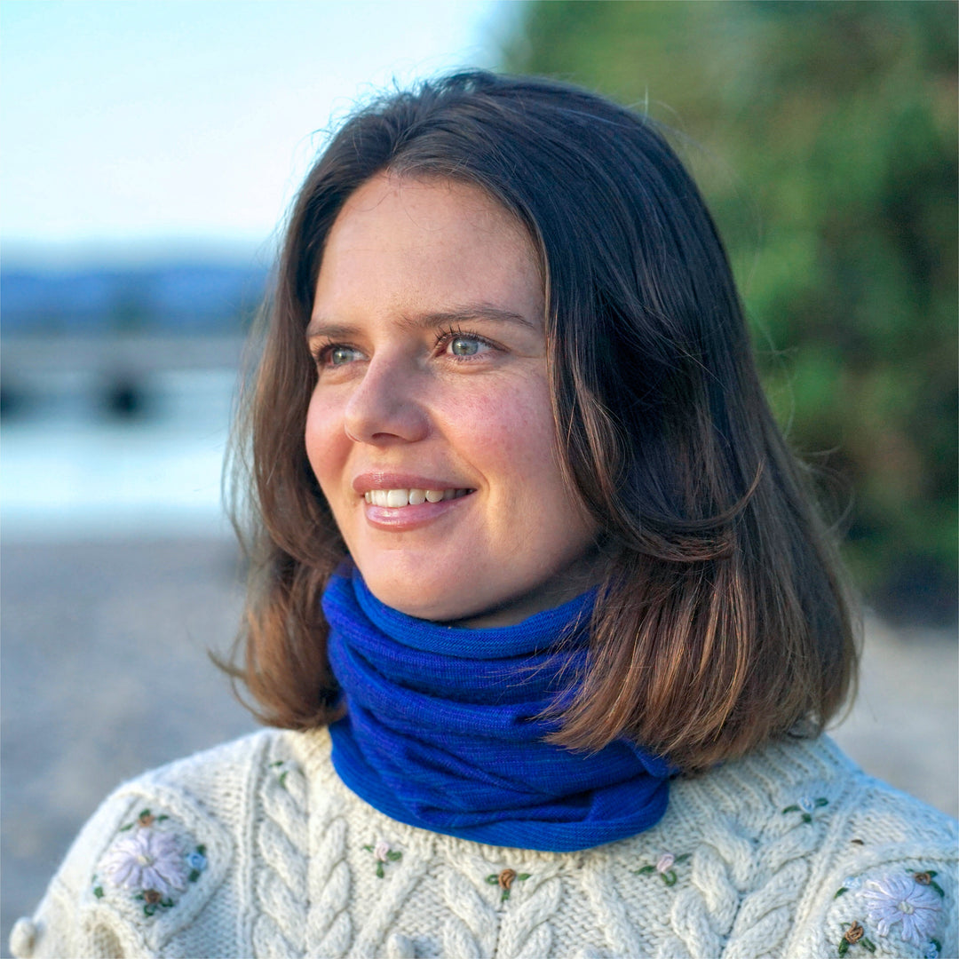 Lapis Blue Merino Beanie Wrap - Ships from Wales UK