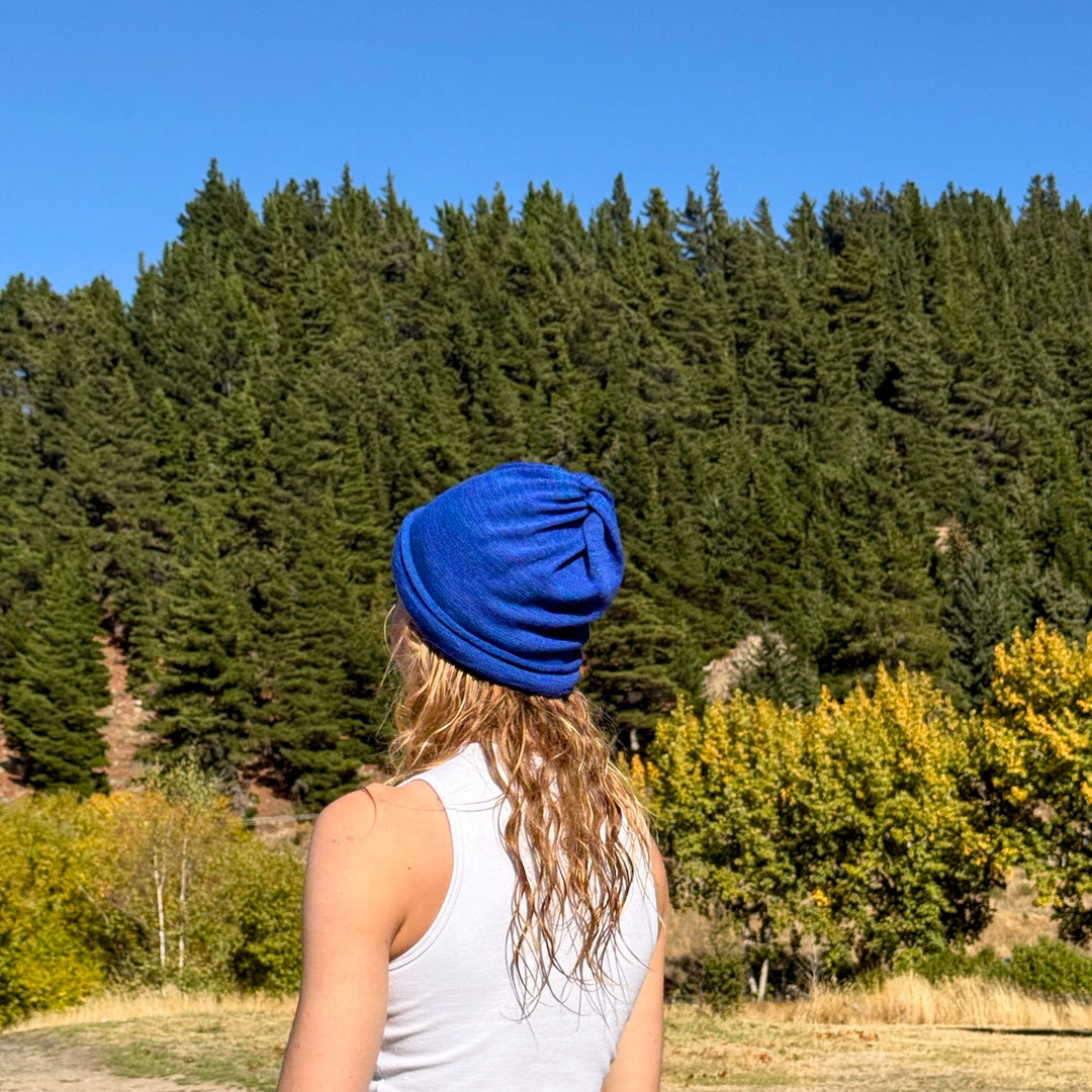 Lapis Blue Merino Beanie Wrap - Ships from Wales UK