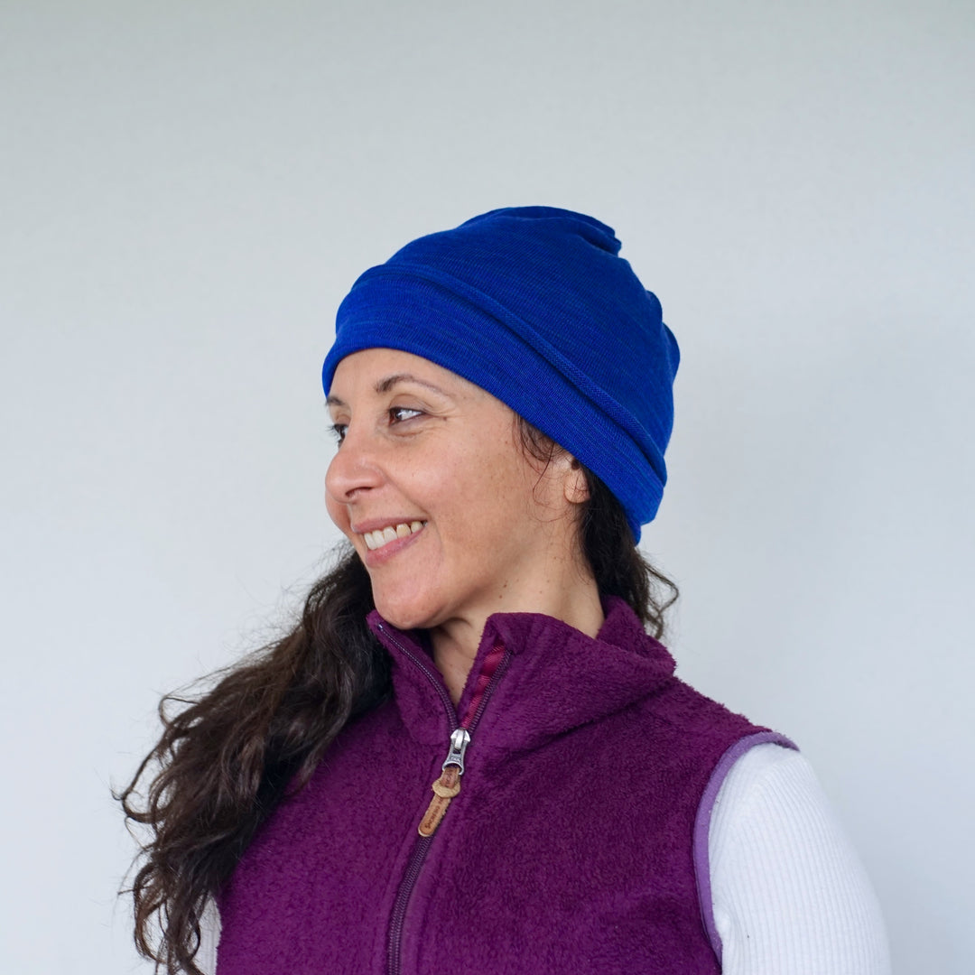 Lapis Blue Merino Beanie Wrap - Ships from Wales UK