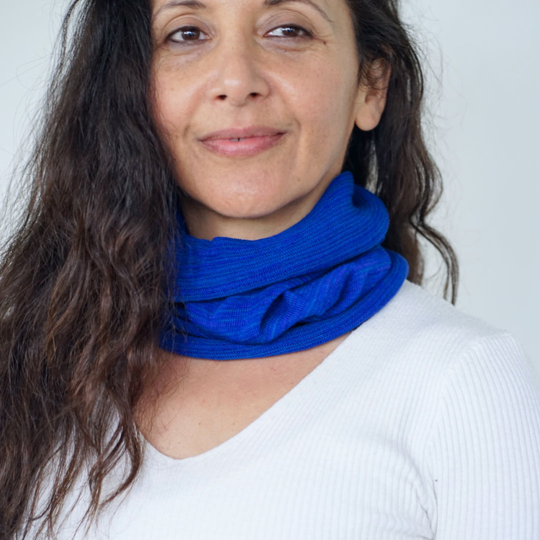 Lapis Blue Merino Beanie Wrap - Ships from Wales UK