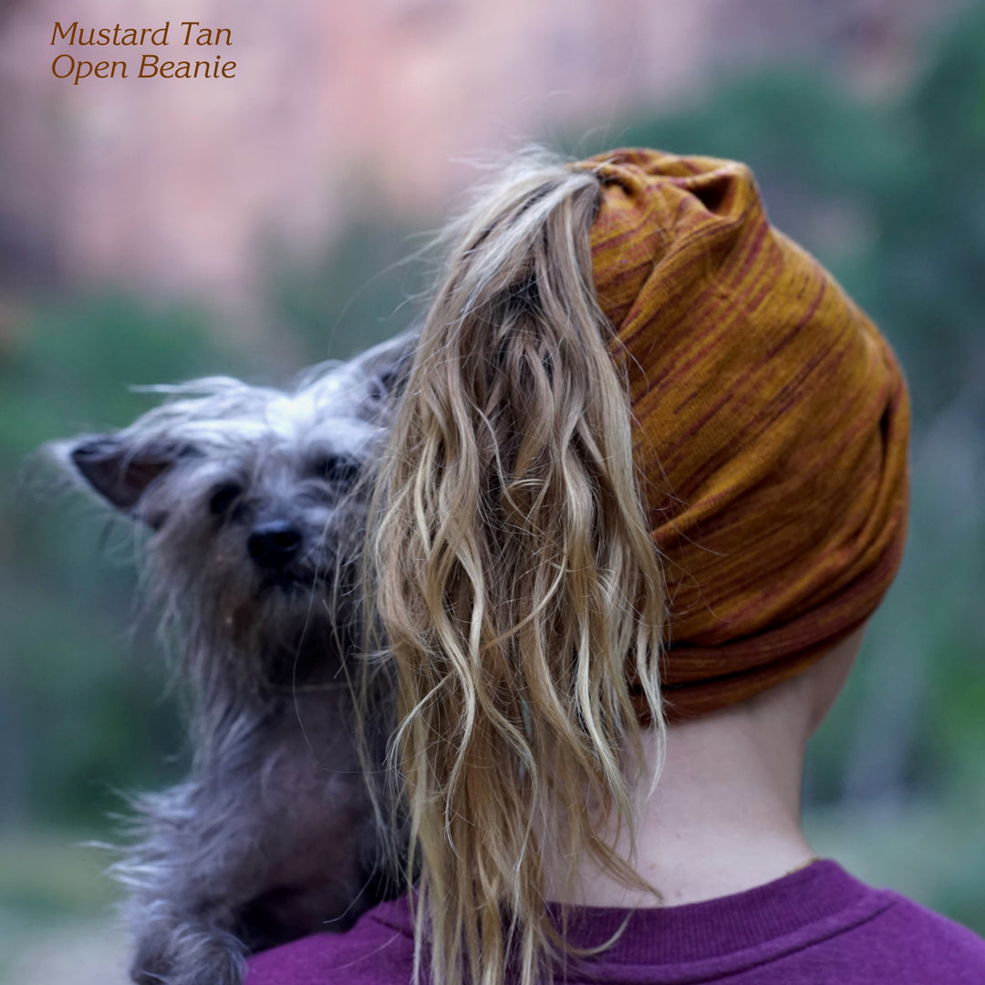 Mustard Tan Merino Beanie Wrap