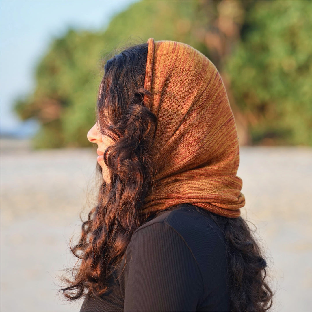 Mustard Tan Merino Beanie Wrap - Ships from Wales UK