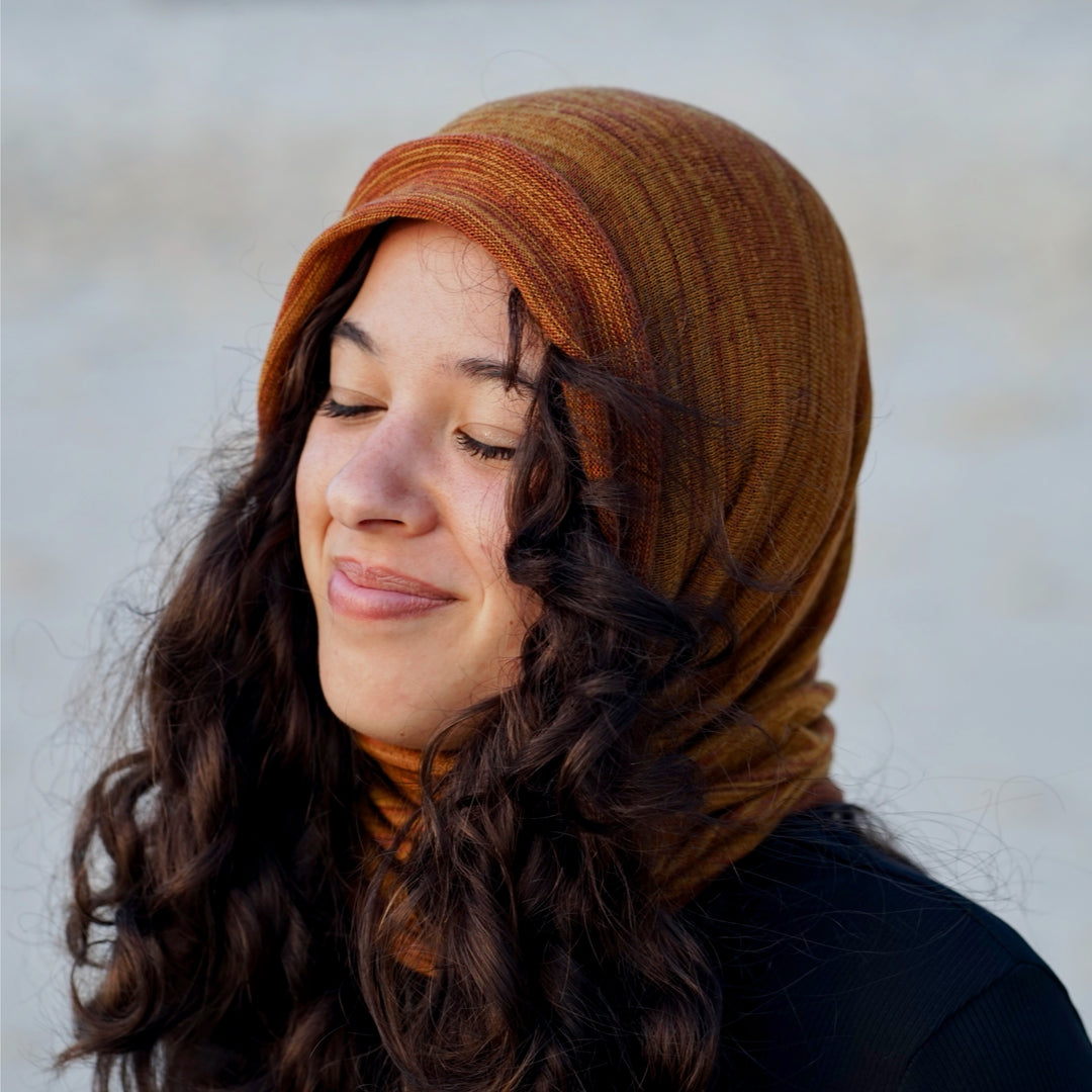 Mustard Tan Merino Beanie Wrap - Ships from Wales UK