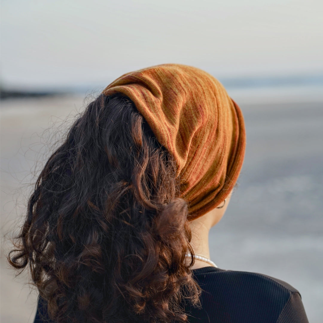 Mustard Tan Merino Beanie Wrap - Ships from Wales UK