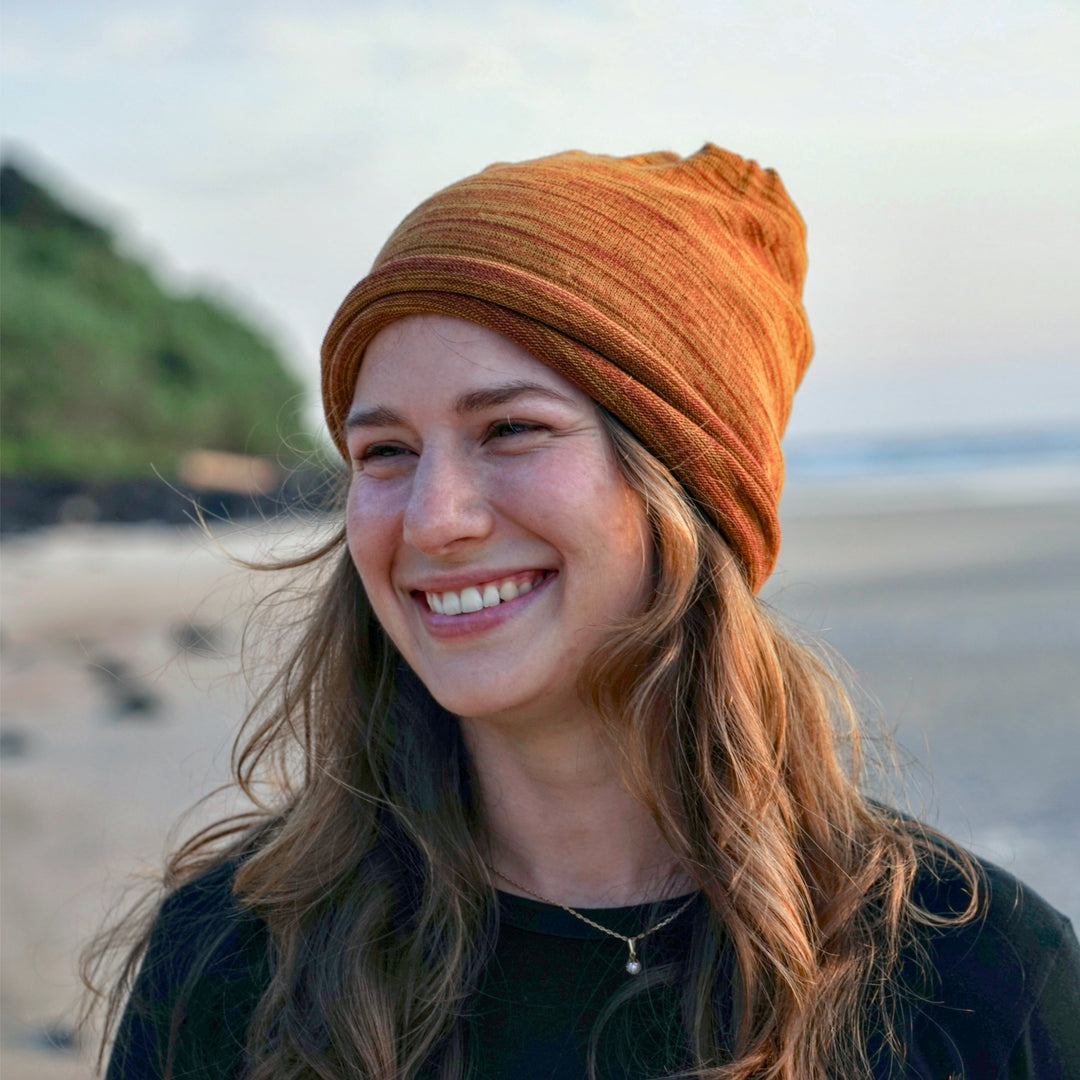 Mustard Tan Merino Beanie Wrap - Ships from Wales UK