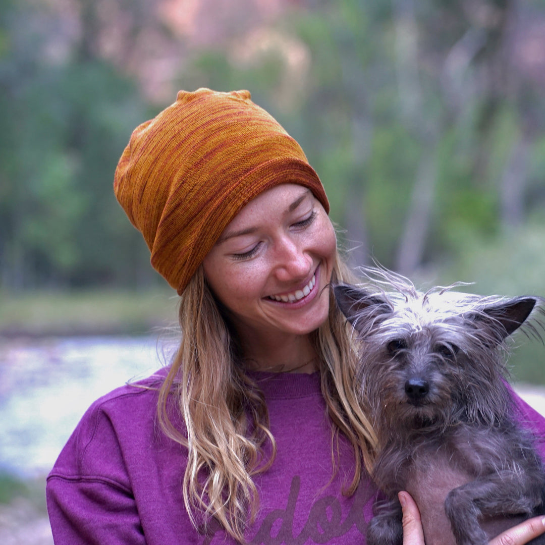 Mustard Tan Merino Beanie Wrap - Ships from Wales UK