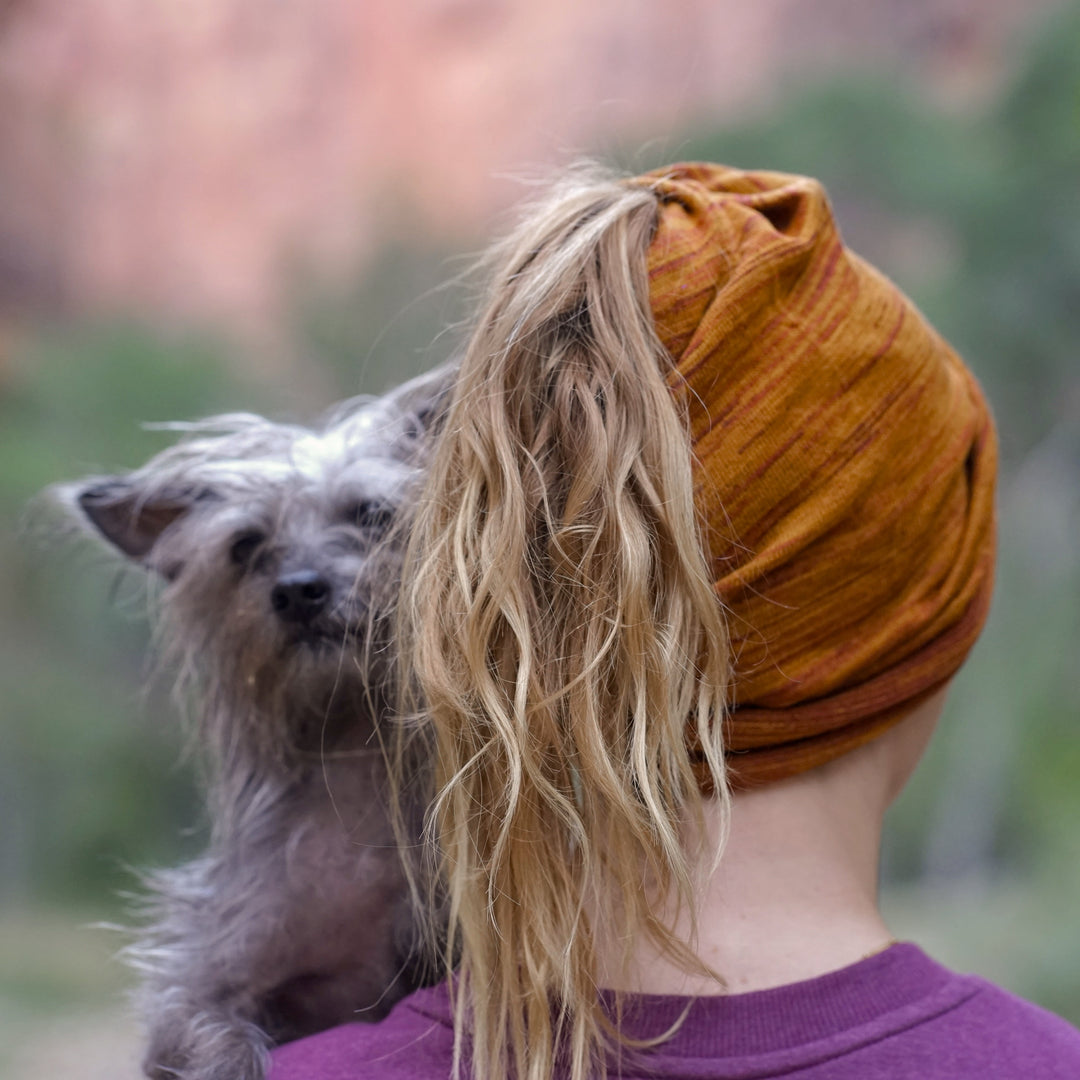 Mustard Tan Merino Beanie Wrap - Ships from Wales UK