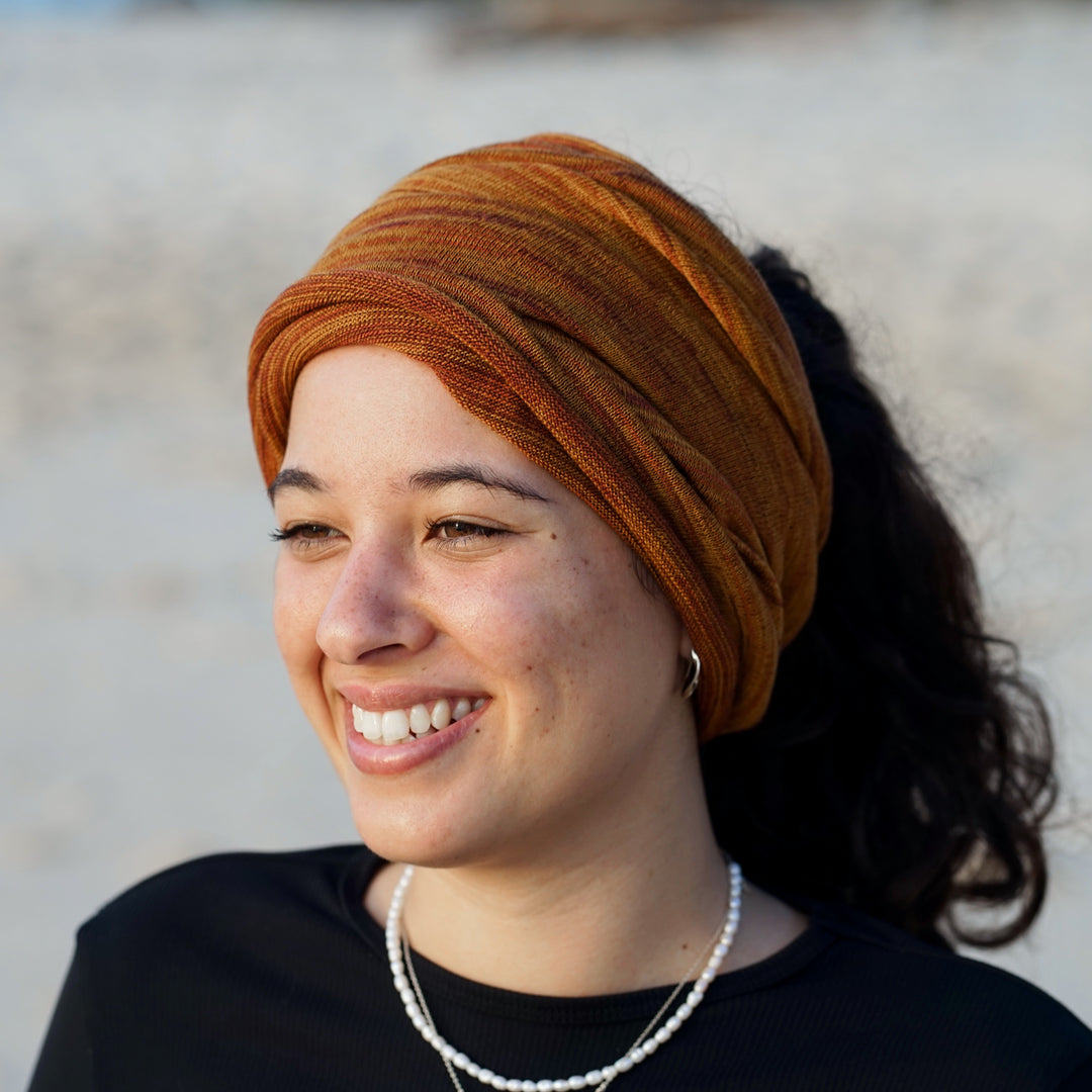 Mustard Tan Merino Beanie Wrap - Ships from Wales UK