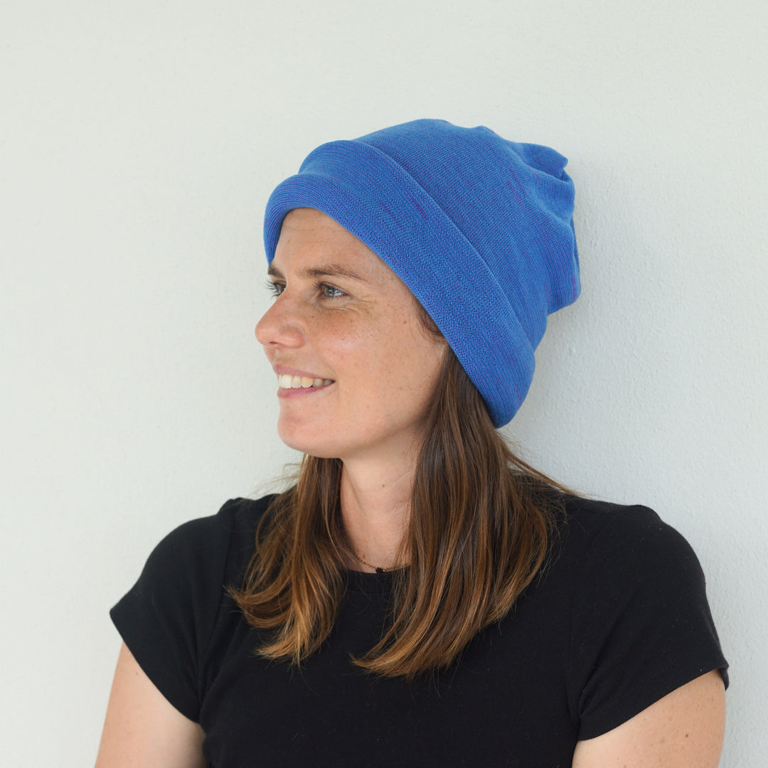 Amethyst & Blue Reversible  Merino Beanie Wrap - Shipped from Wales UK