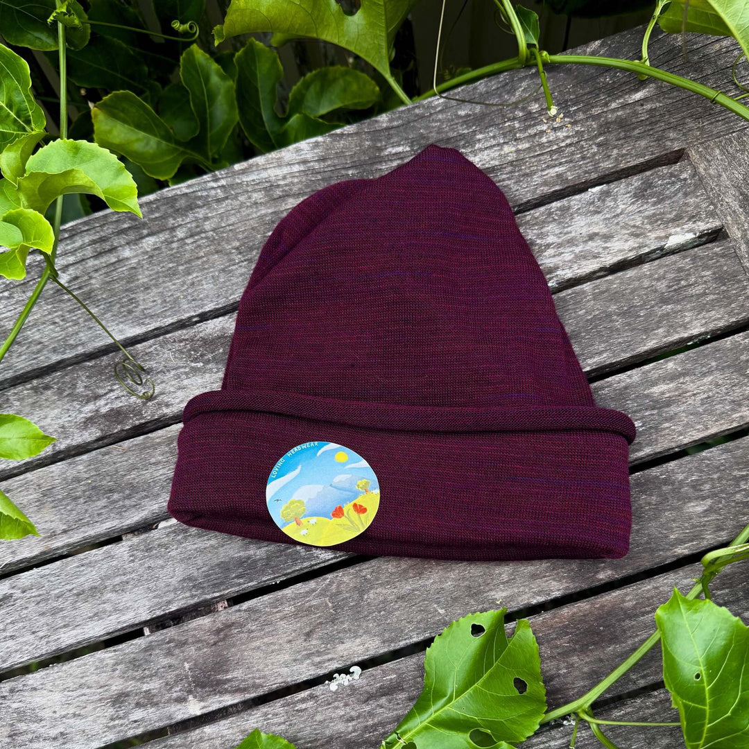Rustic Plum Merino Beanie Wrap - Ships from Wales UK