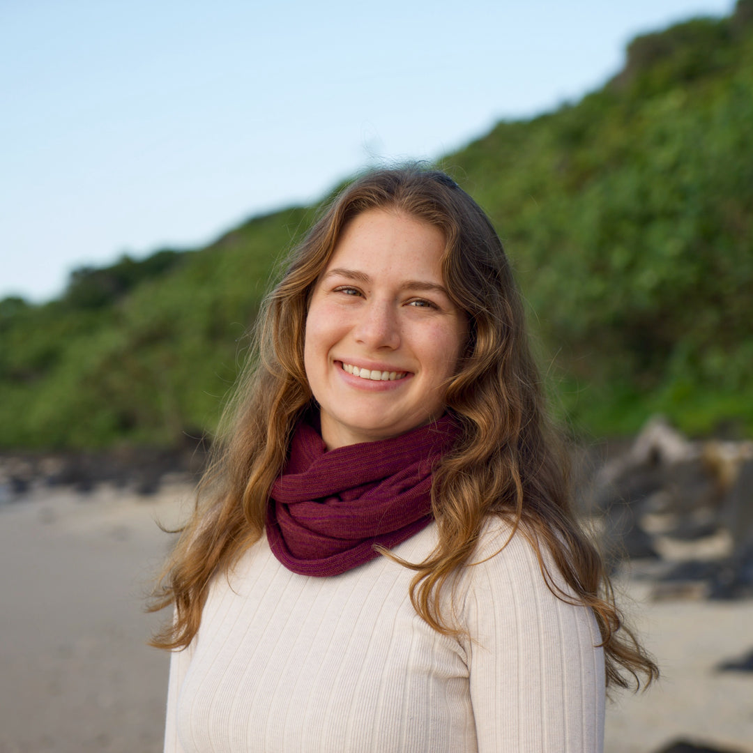 Rustic Plum Merino Beanie Wrap - Ships from Wales UK