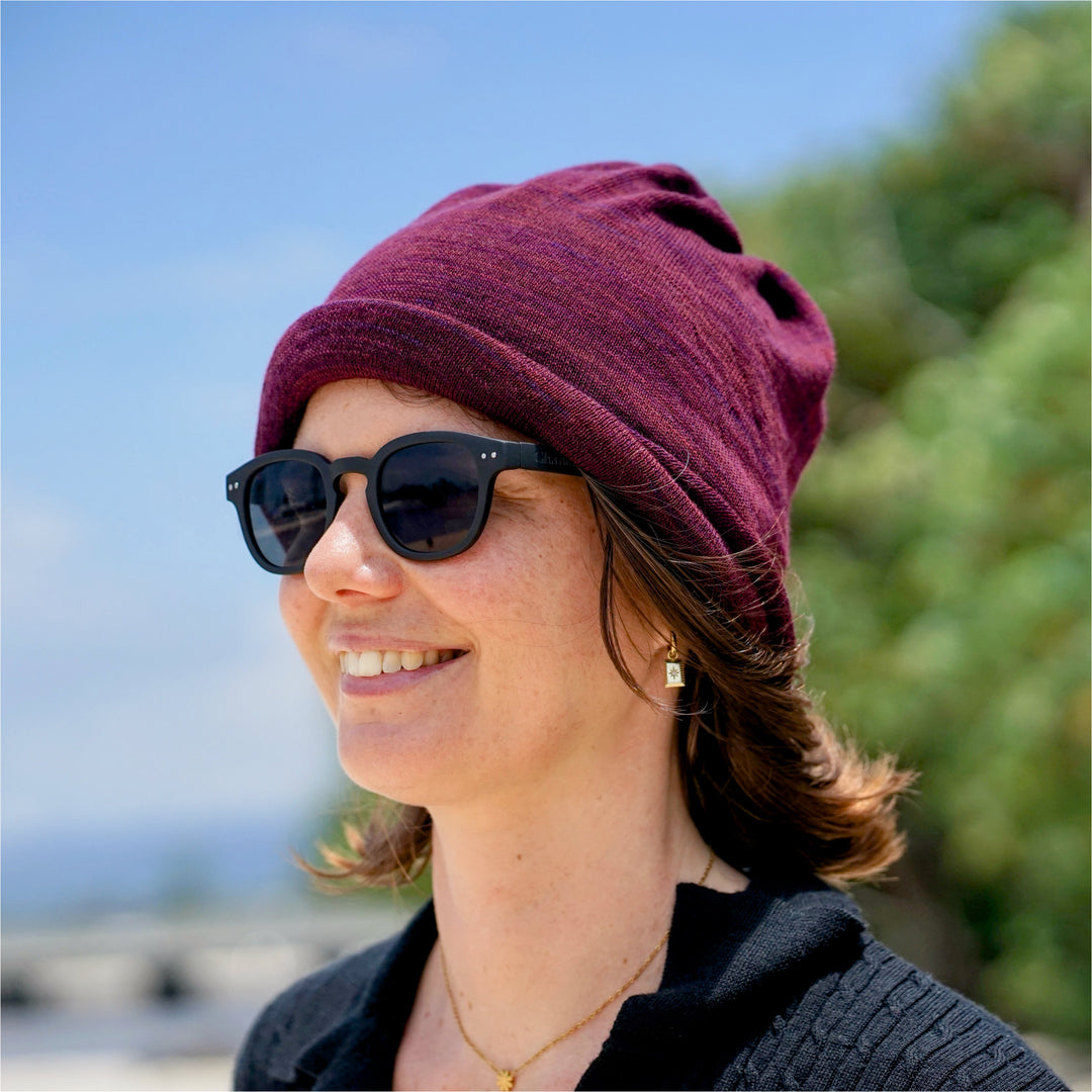Rustic Plum Merino Beanie Wrap - Ships from Wales UK