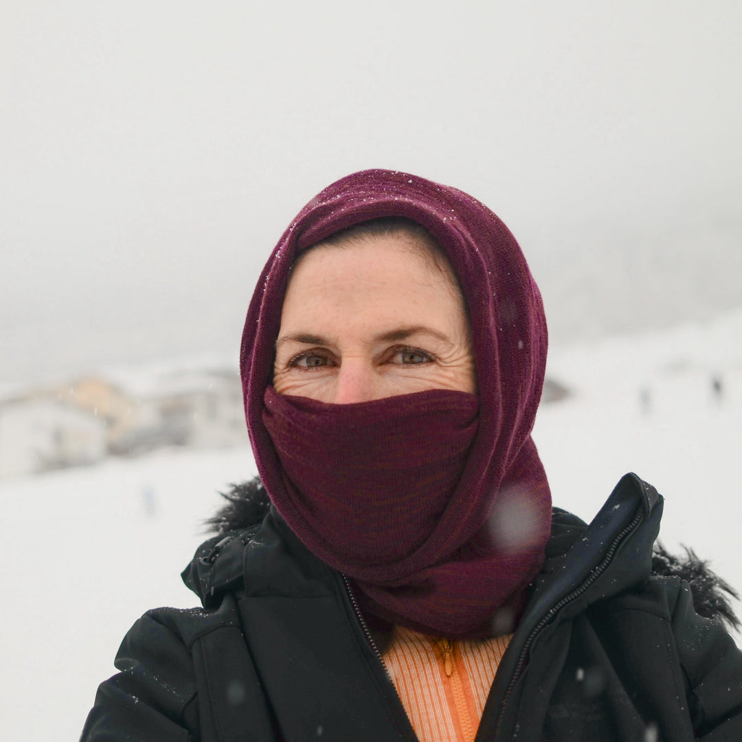 Rustic Plum Merino Beanie Wrap - Ships from Wales UK