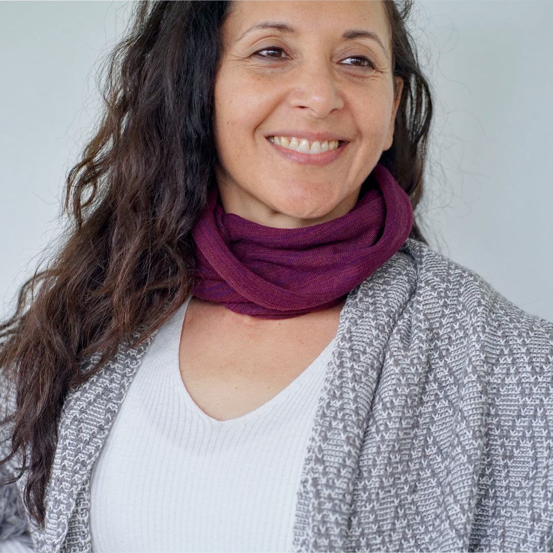 Rustic Plum Merino Beanie Wrap - Ships from Wales UK