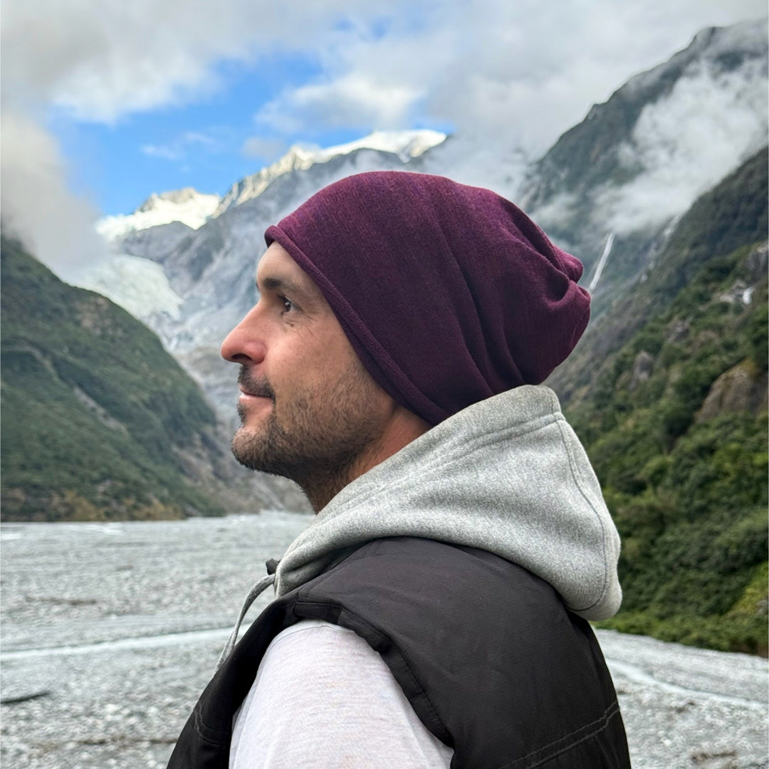 Rustic Plum Merino Beanie Wrap - Ships from Wales UK