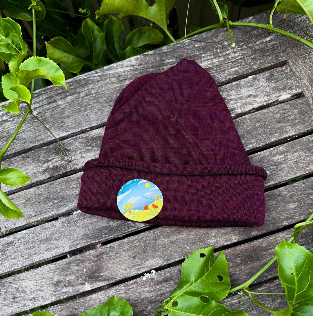 Rustic Plum Merino Beanie Wrap