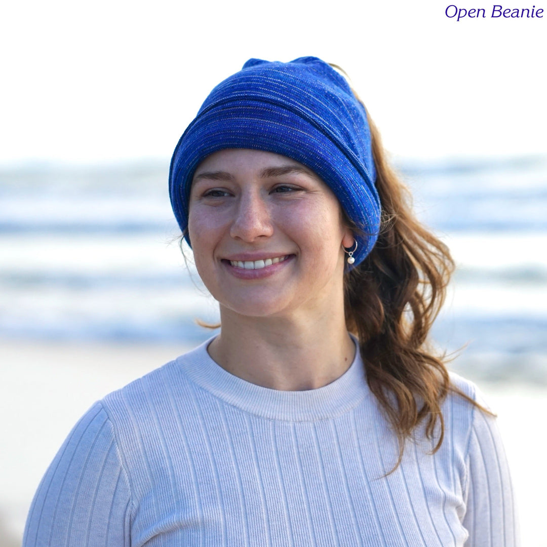 Alpine Blue Merino Beanie Wrap