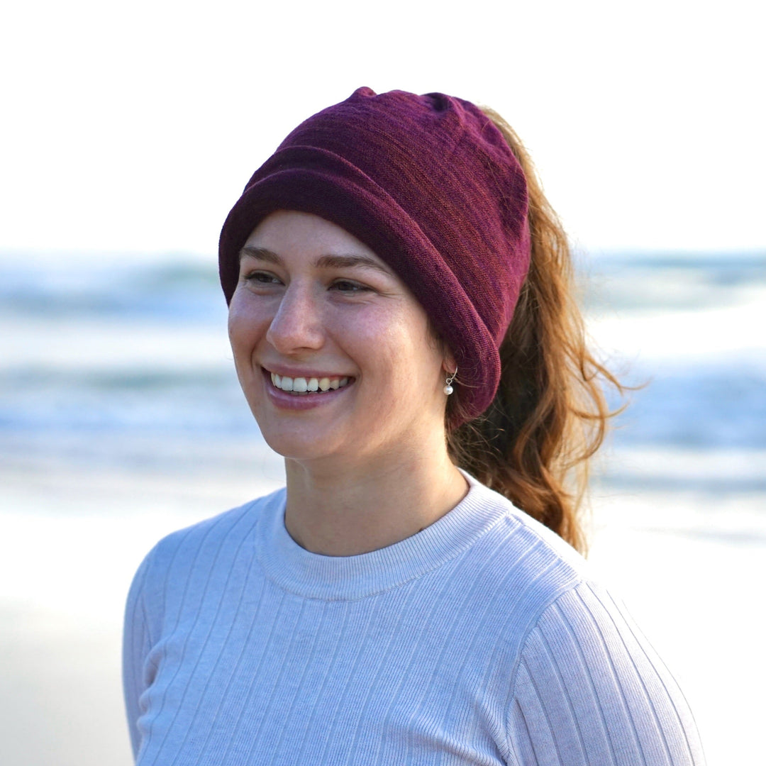 Rustic Plum Merino Beanie Wrap