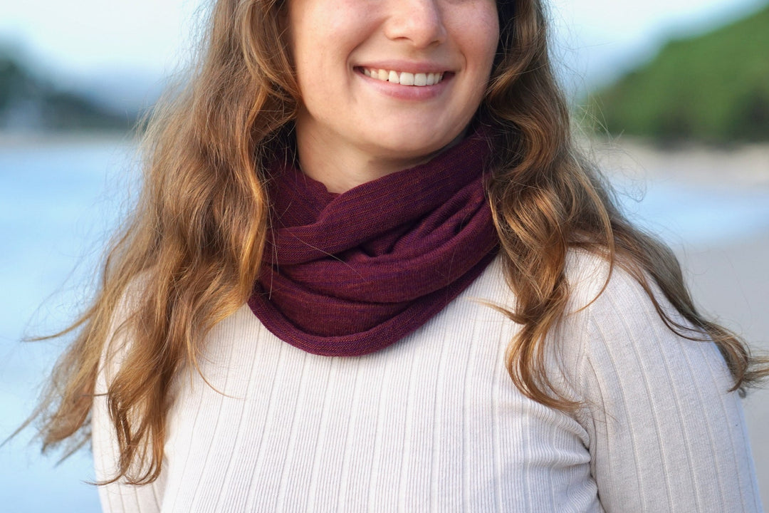 Rustic Plum Merino Beanie Wrap