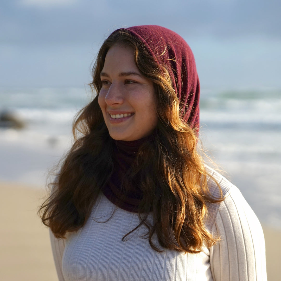 Rustic Plum Merino Beanie Wrap