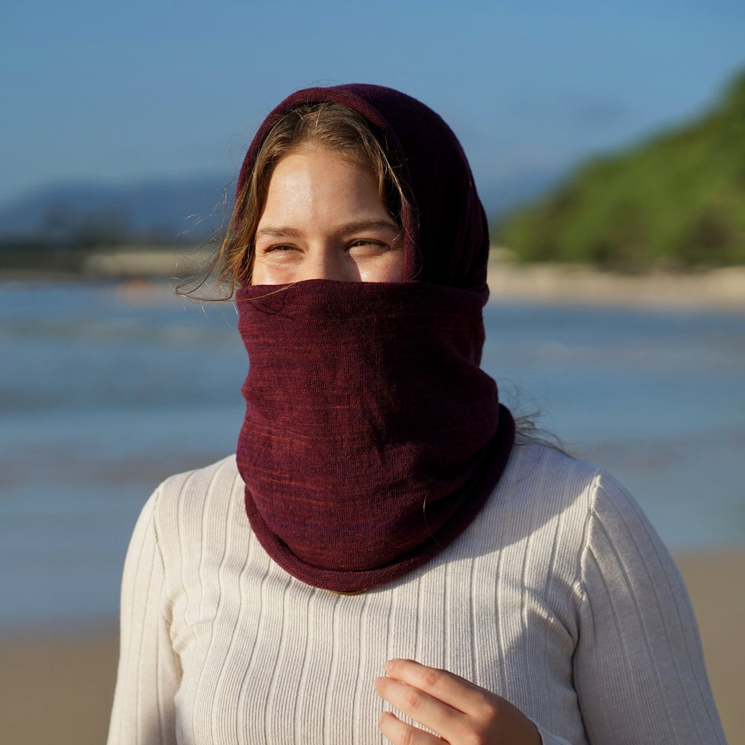 Rustic Plum Merino Beanie Wrap