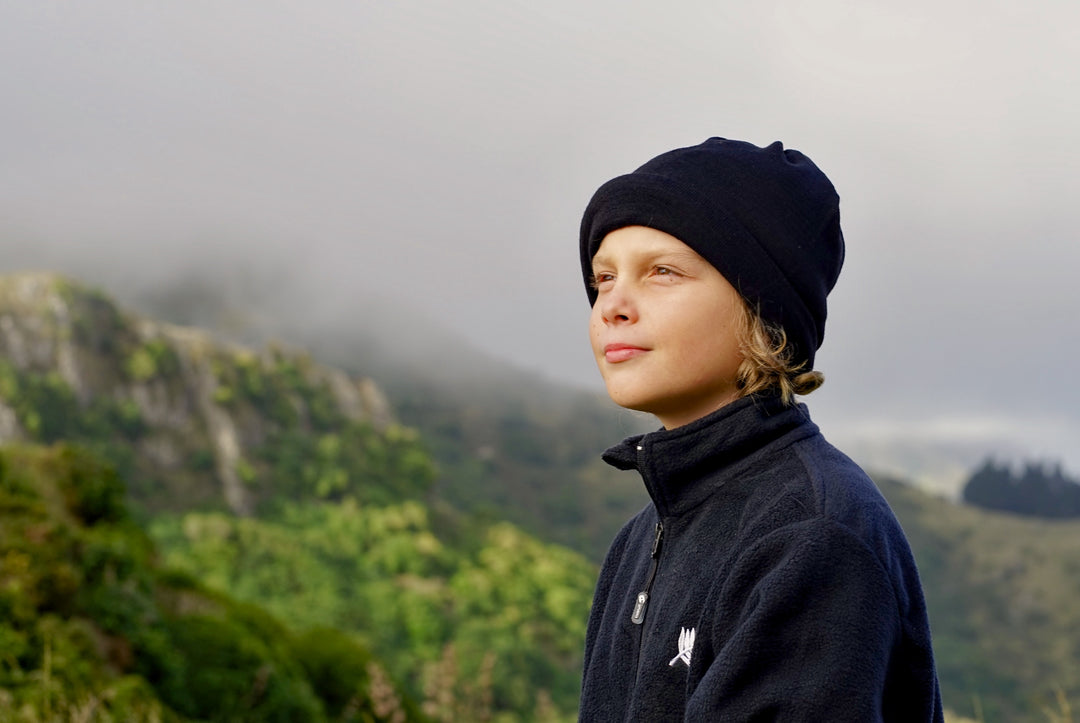 Black Merino Beanie Wrap