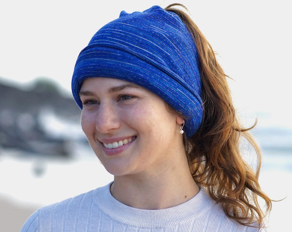 Alpine Blue Merino Beanie Wrap