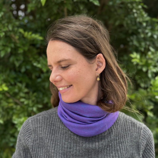 Amethyst & Blue Reversible  Merino Beanie Wrap - Shipped from Wales UK